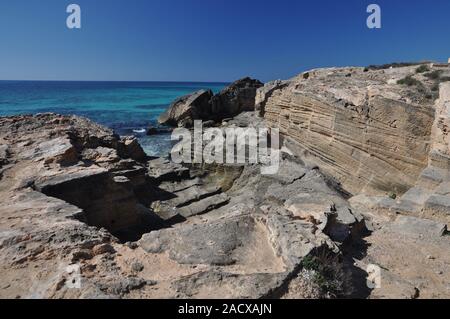 Küste in der Nähe von Ses Covetes, Mallorca Stockfoto