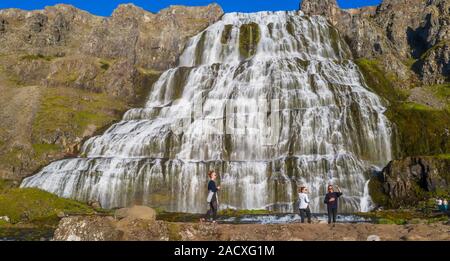 Dynjandi Wasserfall, Westfjorde, Island Stockfoto