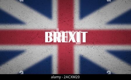 Großbritannien Politik Poster - das Wort "brexit' auf unscharfen Union Jack Flagge. Die Abbildung für die britischen politischen und staatlichen Thema Stockfoto