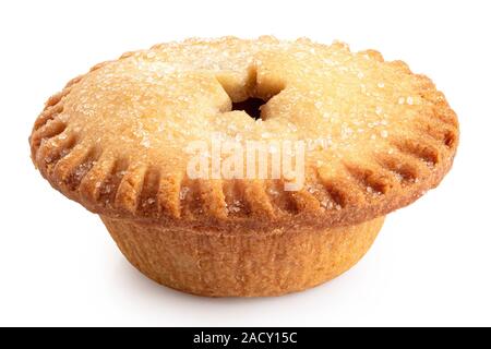 Traditionelle britische Weihnachten Mince Pie isoliert auf Weiss. Stockfoto