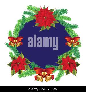 Urlaub Weihnachten Kranz mit Weihnachtsstern Design dekoriert. Stock Vektor