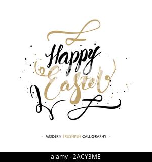 Happy Easter-Kalligraphie mit Pinsel Stift schreiben Stockfoto