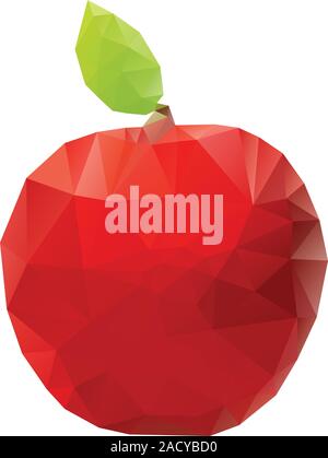 Moderne stilisierte geometrische Apple von roter Farbe auf weißem Hintergrund. Stock Vektor