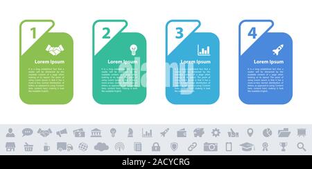 Infografik design Business Konzept Vector Illustration mit 4 Schritte und Optionen oder Prozesse, Arbeitsabläufe oder Diagramm oder Web button Banner dar Stock Vektor