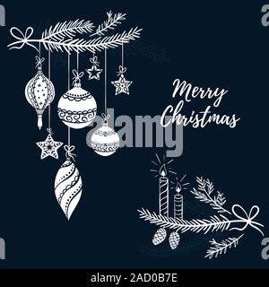 Hand gezeichnet Weihnachten doodles in christbaumkugel Form - Vorlage für Weihnachten Karten oder Einladungen Stock Vektor