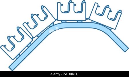 Kleine Achterbahn Symbol. Dünne Linie mit blauer Füllung Design. Vector Illustration. Stock Vektor