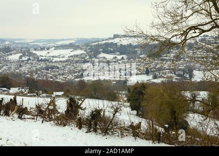 Im Schnee Stroud, Gloucestershire Stockfoto