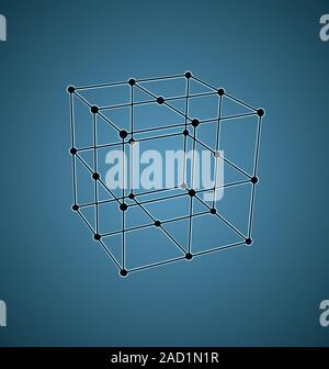 Drahtgitter Mesh polygonalen Element. Cube mit verbundenen Linien und Punkte.  Abbildung. Stockfoto