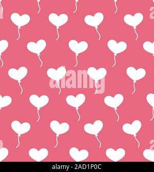 Luftballons rosa Musterdesign mit Herzen zum Valentinstag Stockfoto