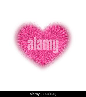 Fell rosa Herzen zum Valentinstag isoliert auf weißem Hintergrund Stockfoto