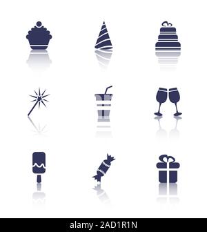 Party Icons von Urlaub und Geburtstag-Objekten Stockfoto