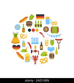 Oktoberfest farbigen Symbolen Stockfoto