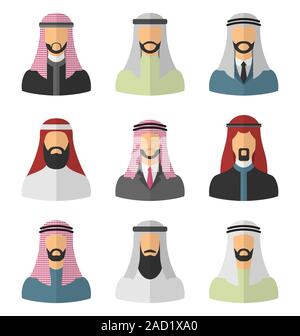 Arabische Männer flach Icons Set Stockfoto