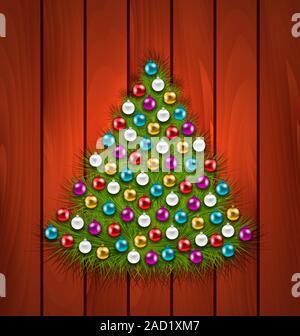 Geschmückter Weihnachtsbaum bunte Bällen Stockfoto