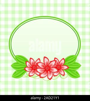 Sommercard mit Blüten und Blättern Stockfoto