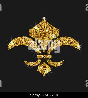 Symbol des Fleur de Lis mit Glitzer-Oberfläche Stockfoto