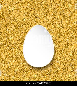 Abstrakte glücklich Ostern Papier Ei auf Golden funkelt Hintergrund Stockfoto