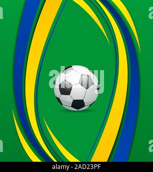 Fußball-Hintergrund in Brasilien-Flagge-Konzept Stockfoto