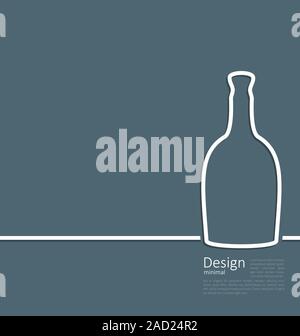 Web Vorlage Logo Flasche Wein im Minimalstil flache Linie Stockfoto