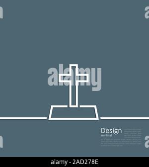 Logo der Grabstein im Minimalstil flache Linie Stockfoto