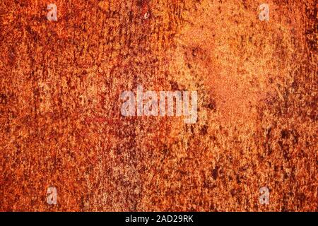 Helles orange, rostige Textur eines alten Blech. Stockfoto