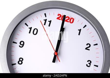 Countdown bis Mitternacht. Office style Wecker zählen die letzten Augenblicke vor Weihnachten und Neues Jahr 2020. Stockfoto