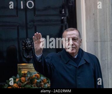 London, Großbritannien 3. Dez. 2019 die Staats- und Regierungschefs der NATO in Downing Street 10 während des NATO-Gipfels Recep Tayyip Erdogan Präsident der Türkei, Kredit Ian DavidsonAlamy leben Nachrichten Stockfoto