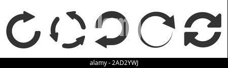 Symbol "Aktualisieren" gesetzt auf Weiß isoliert. Vector Illustration. Stock Vektor