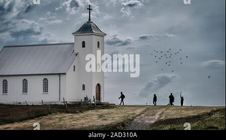 Flatey Kirche, Insel Flatey in Breidafjördur, Westfjorde, Island Stockfoto