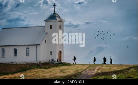 Flatey Kirche, Insel Flatey in Breidafjördur, Westfjorde, Island Stockfoto