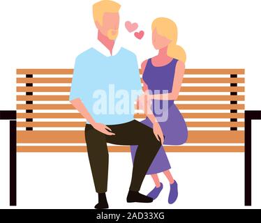 Paar Leute in Liebe im Park Stuhl auf weißem Hintergrund Vector Illustration Design Stock Vektor