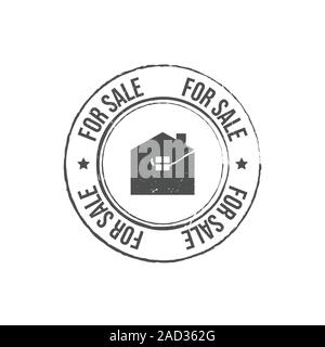 Haus zum Verkauf Stempel Vektor Bild. Home Immobilien Zeichen Logo Design Vector Illustration, grunge Texturen vintage Stempel Stock Vektor