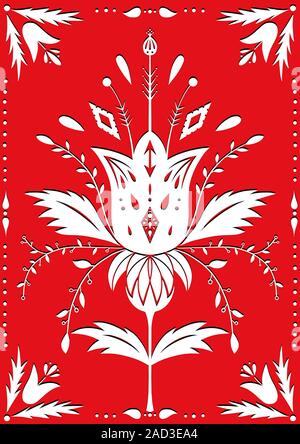 Eine Grafik, die von polnischen traditionelle Volkskunst und Ausschnitt inspiriert. Ethnische Design. Blume, Stockfoto