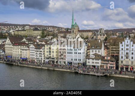 Stadtansicht, Limmatquai, Limmat, Niederdorf, Zürich, Schweiz Stockfoto