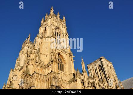 Die gotische Kathedrale von York gebadet in warmen Nachmittag Licht, North Yorkshire, England, Großbritannien Stockfoto