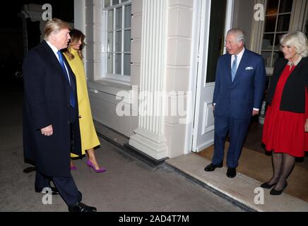 Der Prinz von Wales und die Herzogin von Cornwall trifft US-Präsident Donald Trump und seine Frau Melania im Clarence House, Central London, als Staats- und Regierungschefs der NATO-Mitglieder sammeln bis 70 Jahre der Allianz. PA-Foto. Bild Datum: Dienstag, Dezember 3, 2019. Photo Credit: Chris Jackson/PA-Kabel Stockfoto