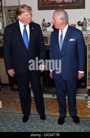 Der Prinz von Wales trifft US-Präsident Donald Trump im Clarence House, Central London, als Staats- und Regierungschefs der NATO-Mitglieder sammeln bis 70 Jahre der Allianz. PA-Foto. Bild Datum: Dienstag, Dezember 3, 2019. Photo Credit: Chris Jackson/PA-Kabel Stockfoto