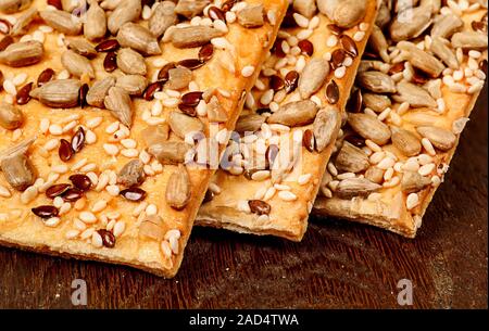 Closeup Cornflakes cookies mit Samen Stockfoto