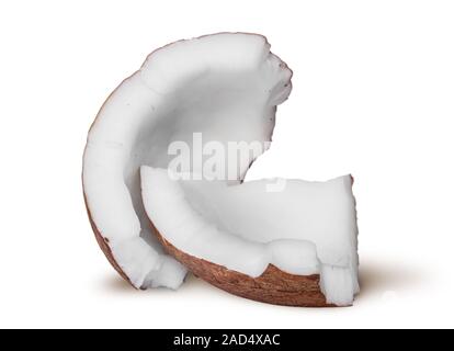 Zwei Stücke von Coconut Zellstoff gedreht Stockfoto