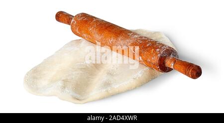 Stück Teig wird ausgerollt Rolling Pin Stockfoto