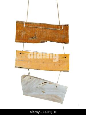 Rustikale Holzbrett, Old Plank. Auf weissem Hintergrund Stockfoto