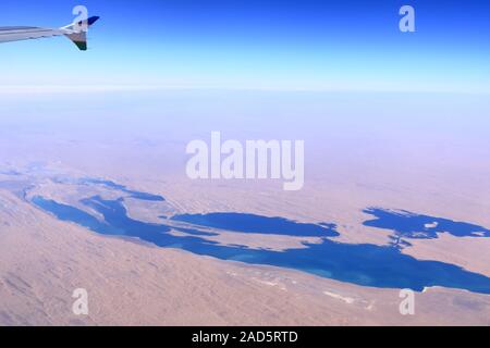 Amudarja Ebene. Grenze zwischen Usbekistan und Turkmenistan, Zentralasien. Stockfoto