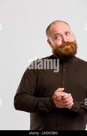 Foto von nachdenklich, glatzköpfige Mann Stockfoto