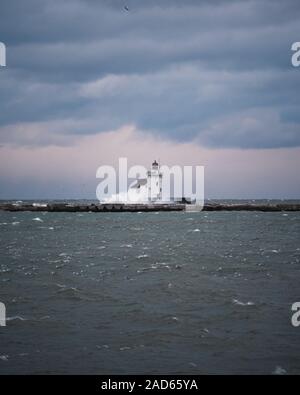 Lake Erie Leuchtturm von Cleveland, Ohio Stockfoto