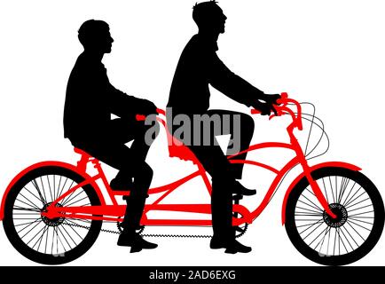 Silhouette von zwei Athleten auf tandem Fahrrad. Vector Illustration. Stock Vektor