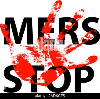 Seite drucken Stop Mers Corona Virus unterzeichnen. Vector Illustration. Stock Vektor