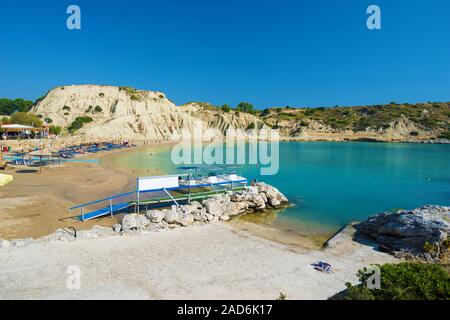 Hafen und Strand von Kolymbia auf der griechischen Insel Rhodos Griechenland Europa Stockfoto