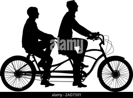 Silhouette von zwei Athleten auf tandem Fahrrad. Vector Illustration. Stock Vektor