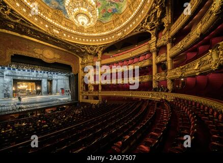 Eine Innenansicht der Opéra de Paris, Palais Garnier. Es war von 1861 bis 1875 für die Pariser Oper gebaut. Stockfoto