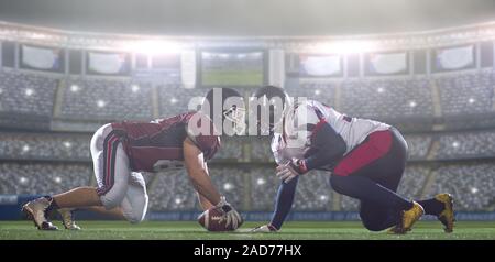 American Football Spieler sind bereit zum Start Stockfoto